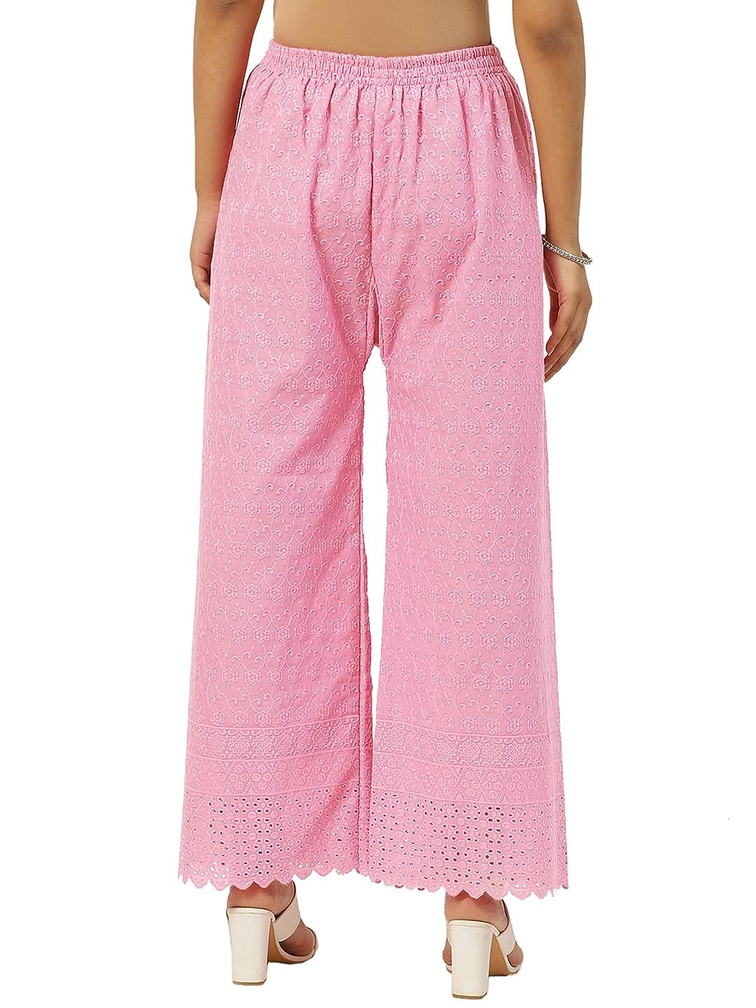 Vastraa Fusion Women's Regular Fit Cotton Chikan Palazzo