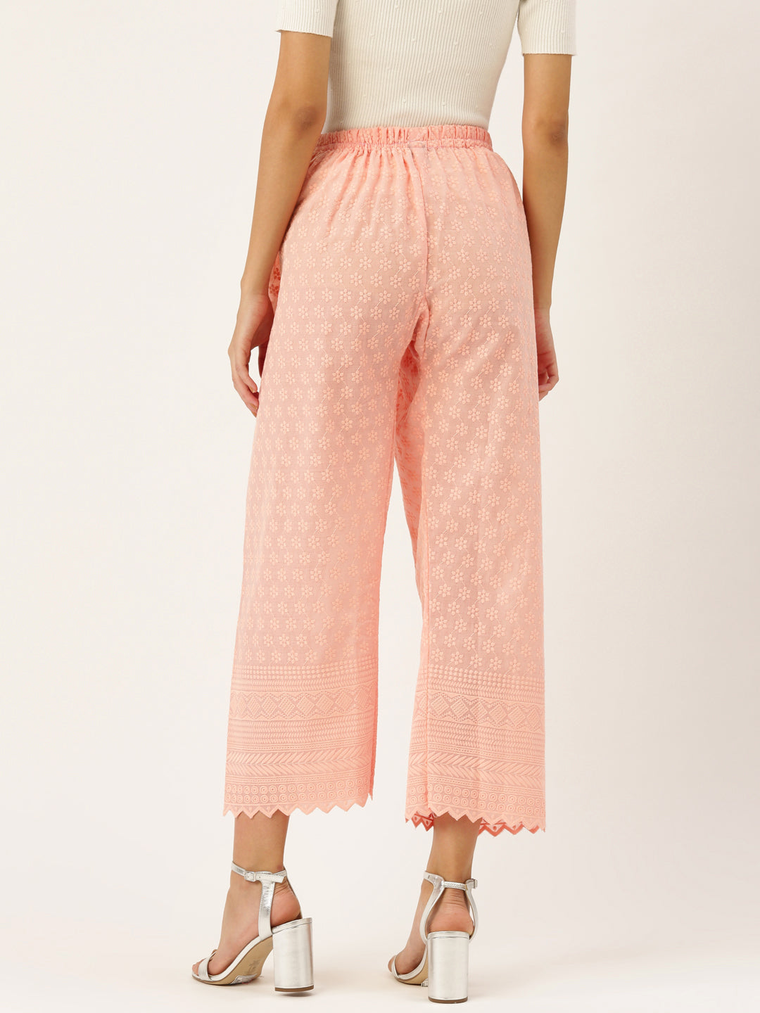 Vastraa Fusion Women's Regular Fit Cotton Chikan Palazzo