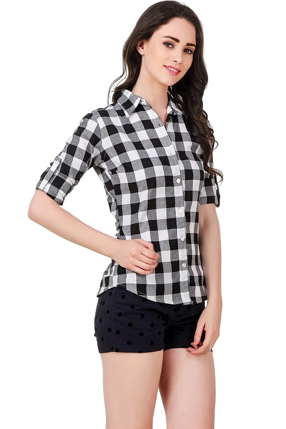 Vastraa Fusion Women's Cotton Checkered Shirt