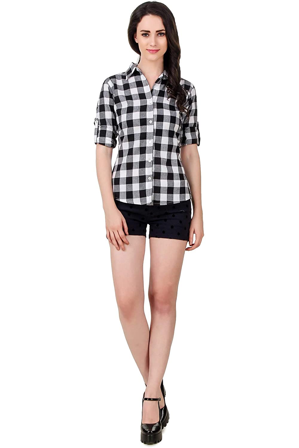 Vastraa Fusion Women's Cotton Checkered Shirt