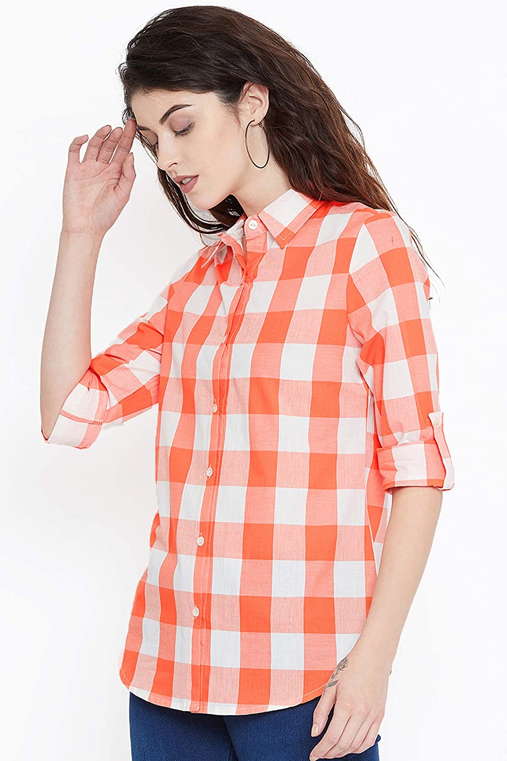 Vastraa Fusion Women's Cotton Checkered Shirt