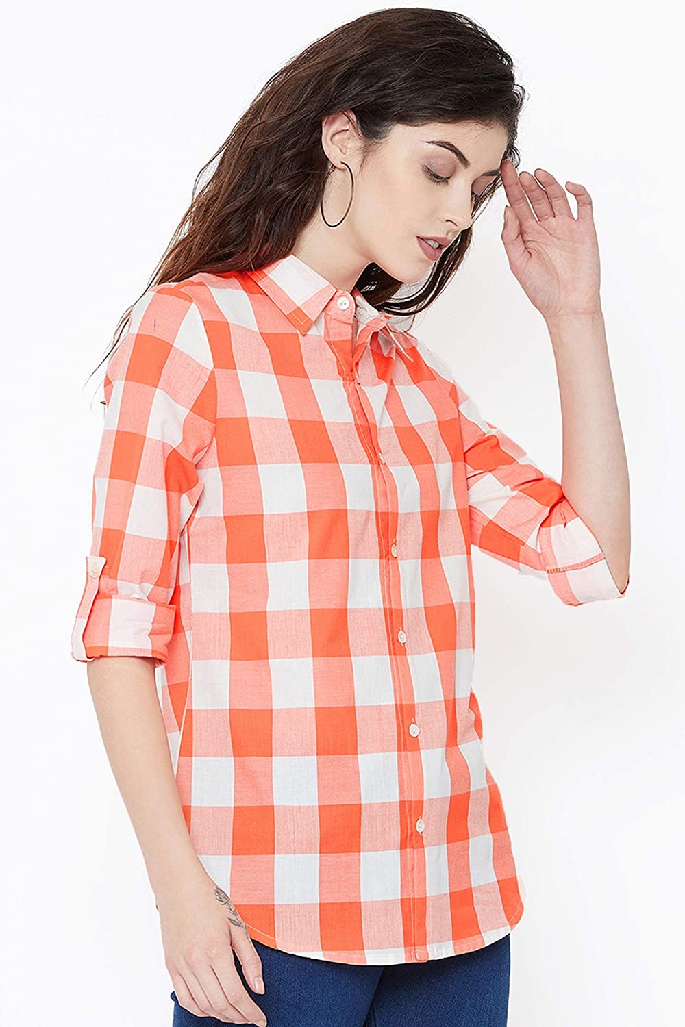 Vastraa Fusion Women's Cotton Checkered Shirt