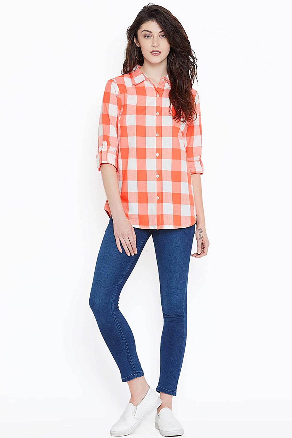 Vastraa Fusion Women's Cotton Checkered Shirt