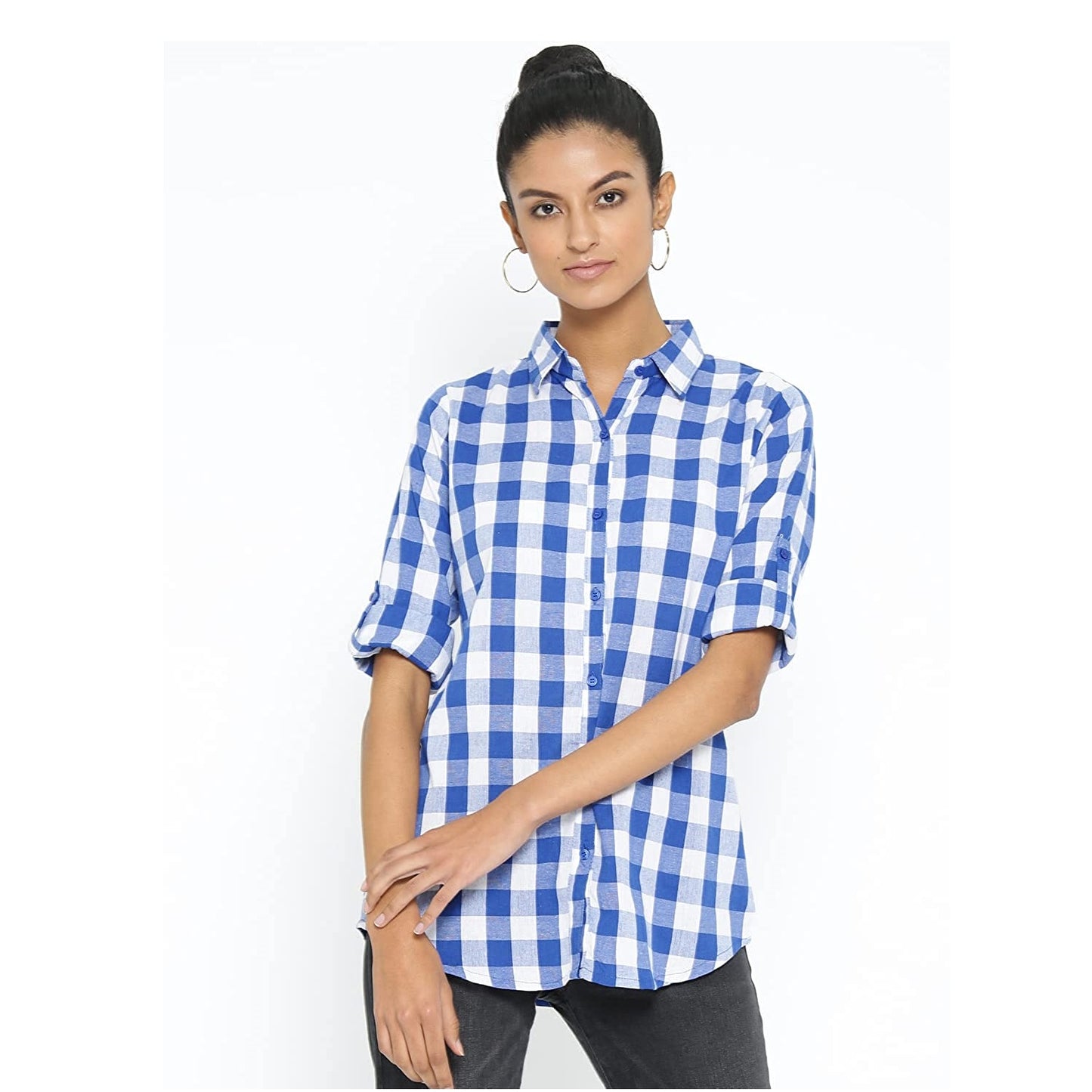 Vastraa Fusion Women's Cotton Checkered Shirt