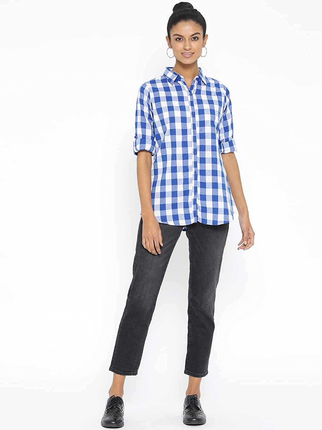Vastraa Fusion Women's Cotton Checkered Shirt