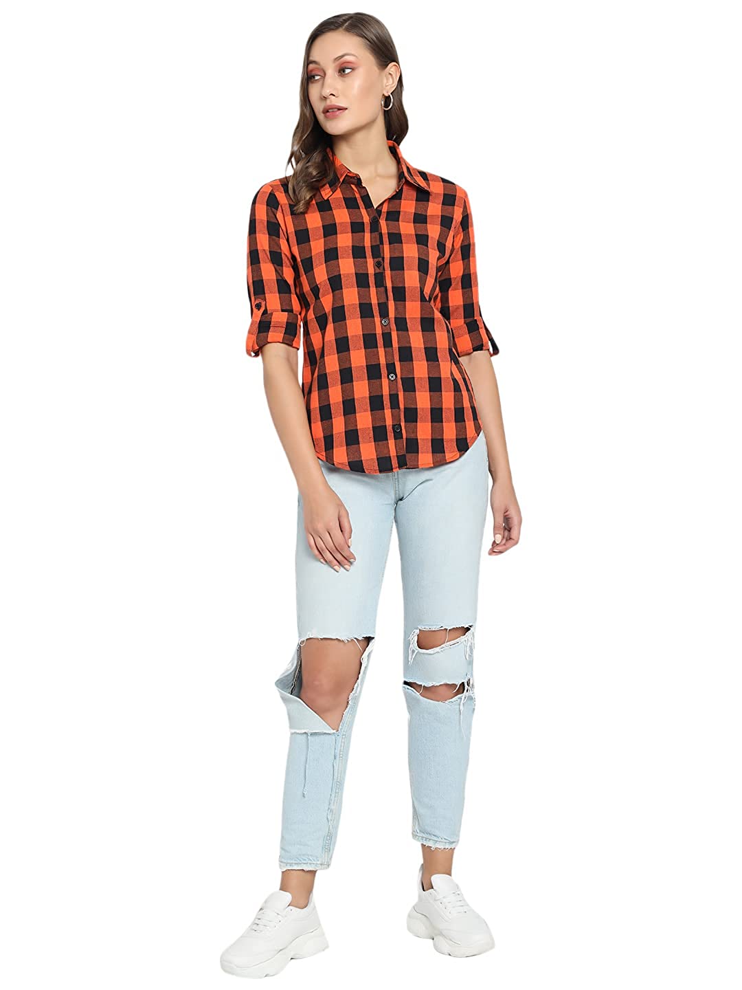 Vastraa Fusion Women's Cotton Checkered Shirt