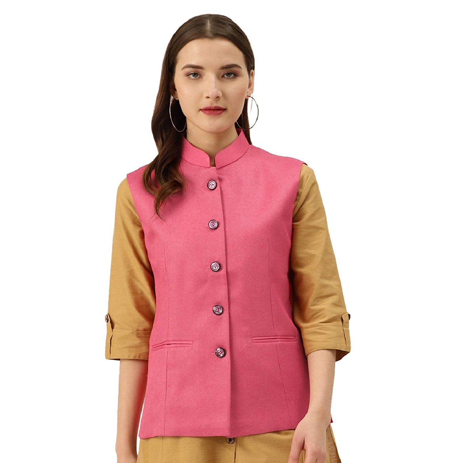 Pink Waistcoat Waistcoat Top Women Vastraa Fusion Ladies Modi