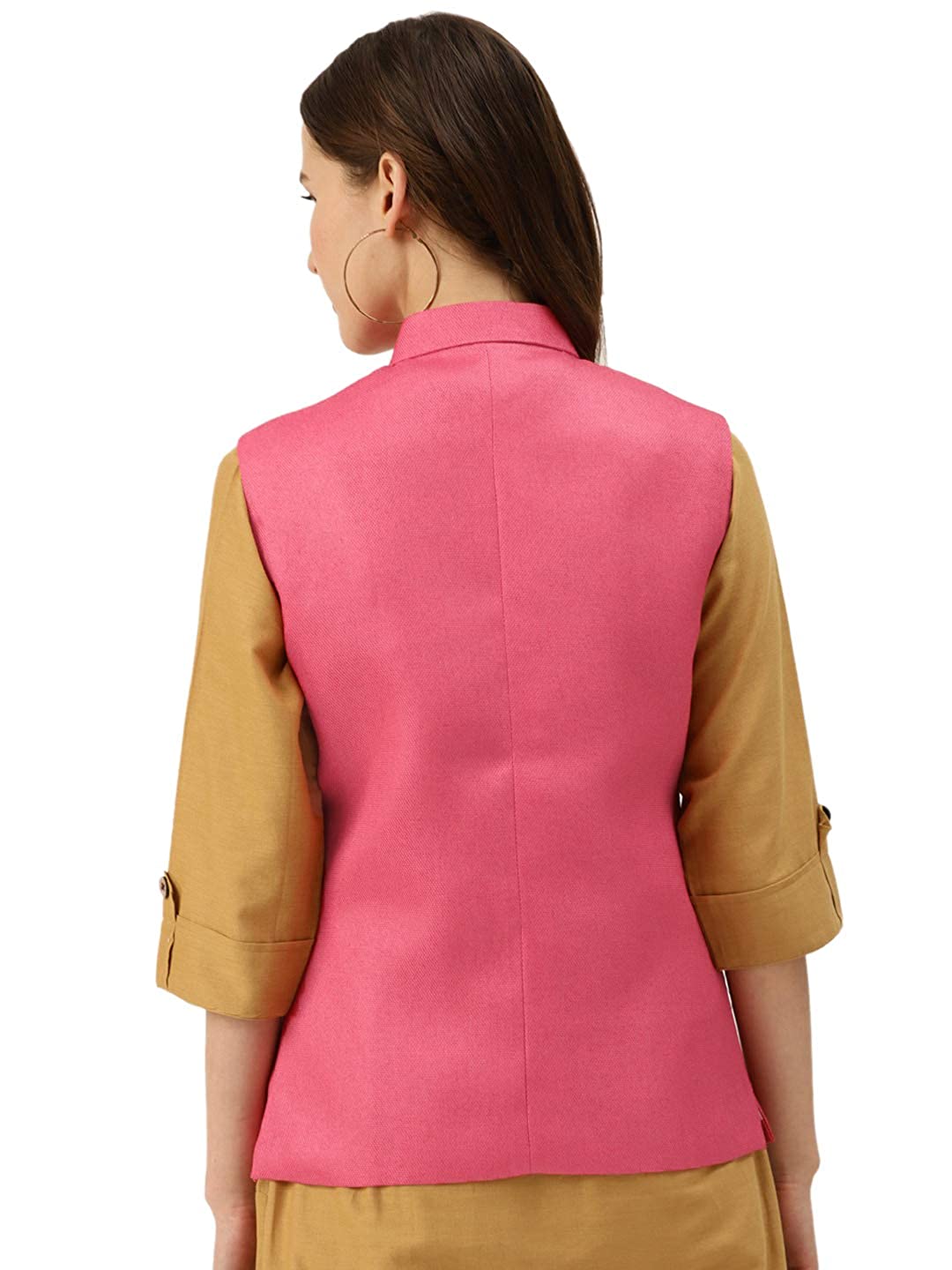 Vastraa Fusion Ladies Modi Jacket / Waistcoat - Plain Solid Colurs - Cotton Mix Nehru Jacket