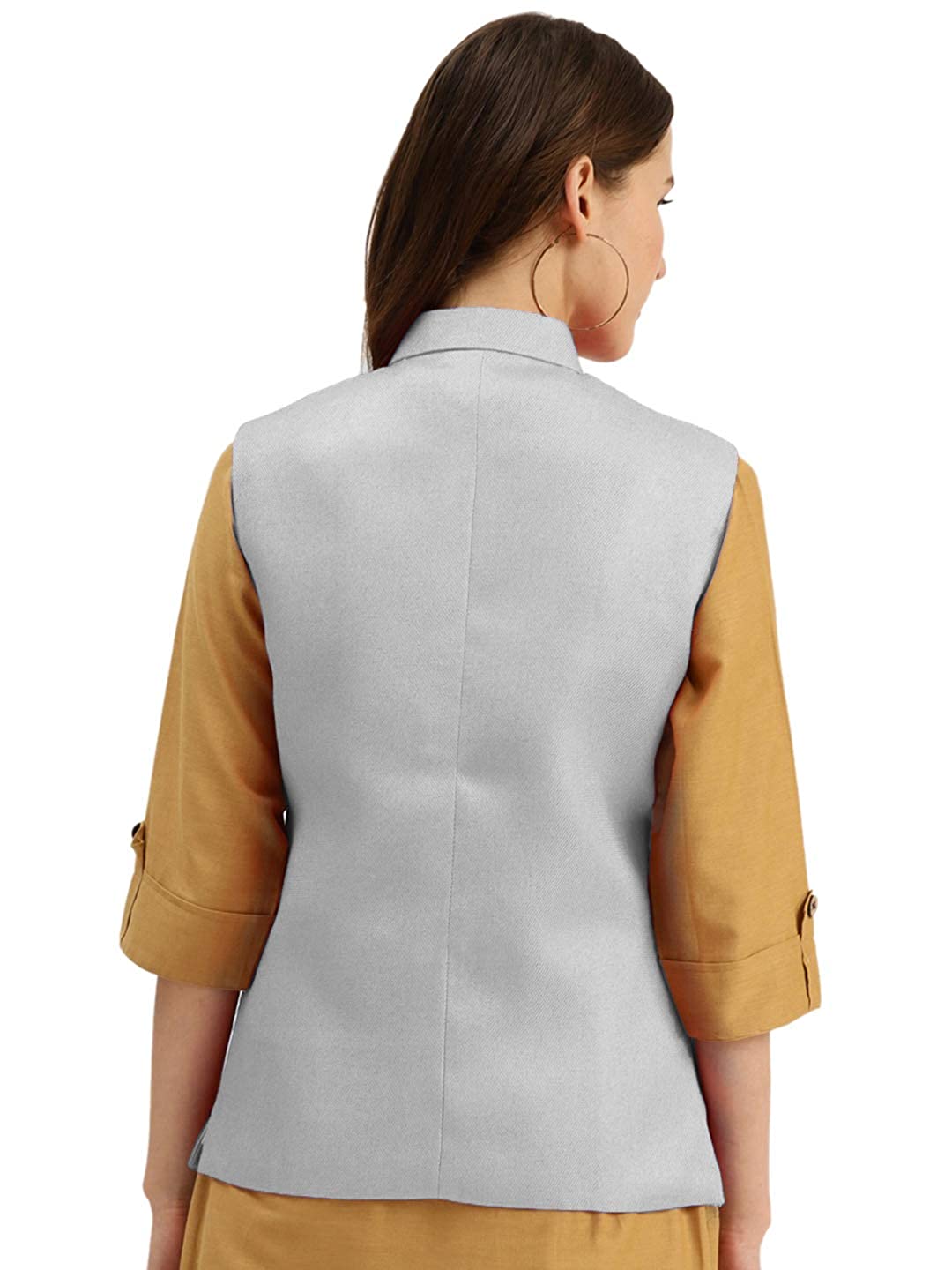 Vastraa Fusion Ladies Modi Jacket / Waistcoat - Plain Solid Colurs - Cotton Mix Nehru Jacket