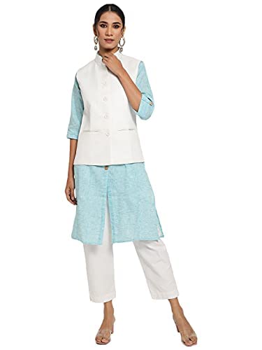 Vastraa Fusion Ladies Modi Jacket / Waistcoat - Plain Solid Colurs - Cotton Mix Nehru Jacket