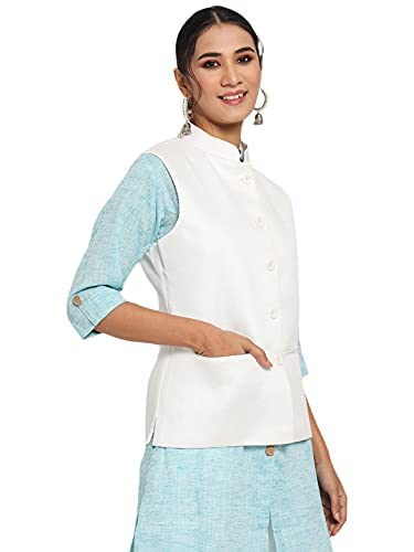 Vastraa Fusion Ladies Modi Jacket / Waistcoat - Plain Solid Colurs - Cotton Mix Nehru Jacket
