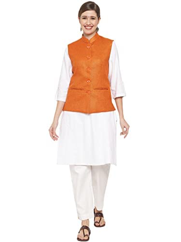 Vastraa Fusion Ladies Modi Jacket / Waistcoat - Plain Solid Colurs - Cotton Mix Nehru Jacket