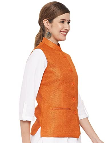 Vastraa Fusion Ladies Modi Jacket / Waistcoat - Plain Solid Colurs - Cotton Mix Nehru Jacket