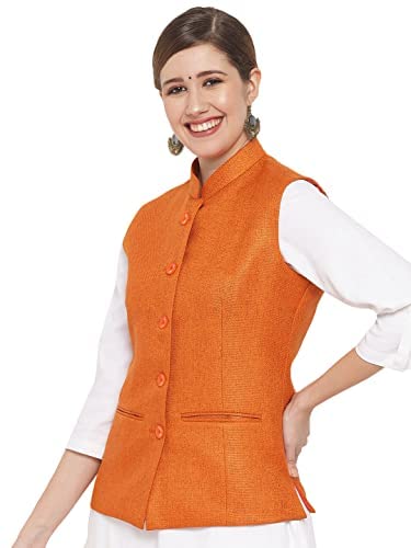 Vastraa Fusion Ladies Modi Jacket / Waistcoat - Plain Solid Colurs - Cotton Mix Nehru Jacket