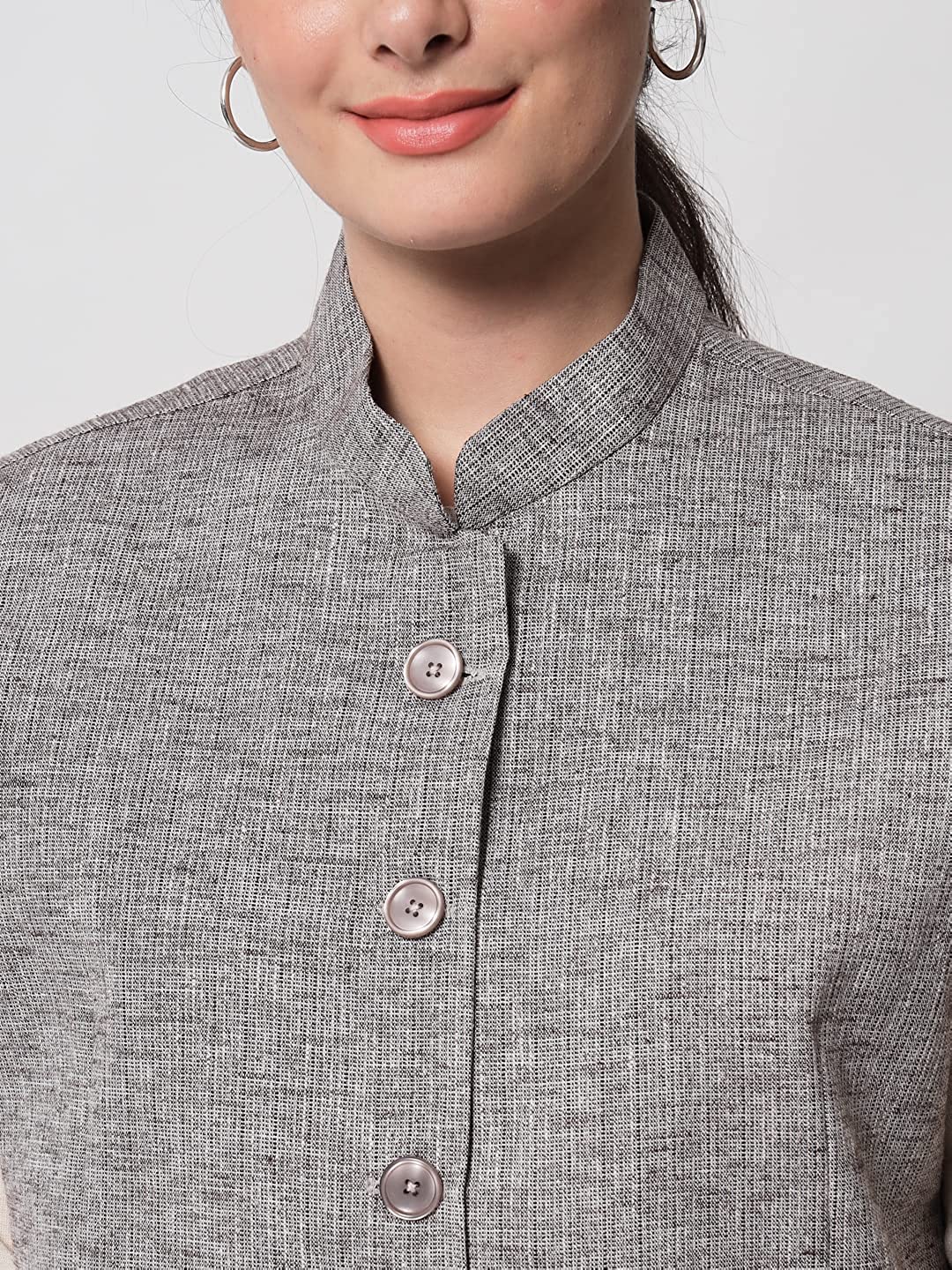 Vastraa Fusion Ladies Modi Jacket / Waistcoat - Plain Solid Colurs - Cotton Mix Nehru Jacket