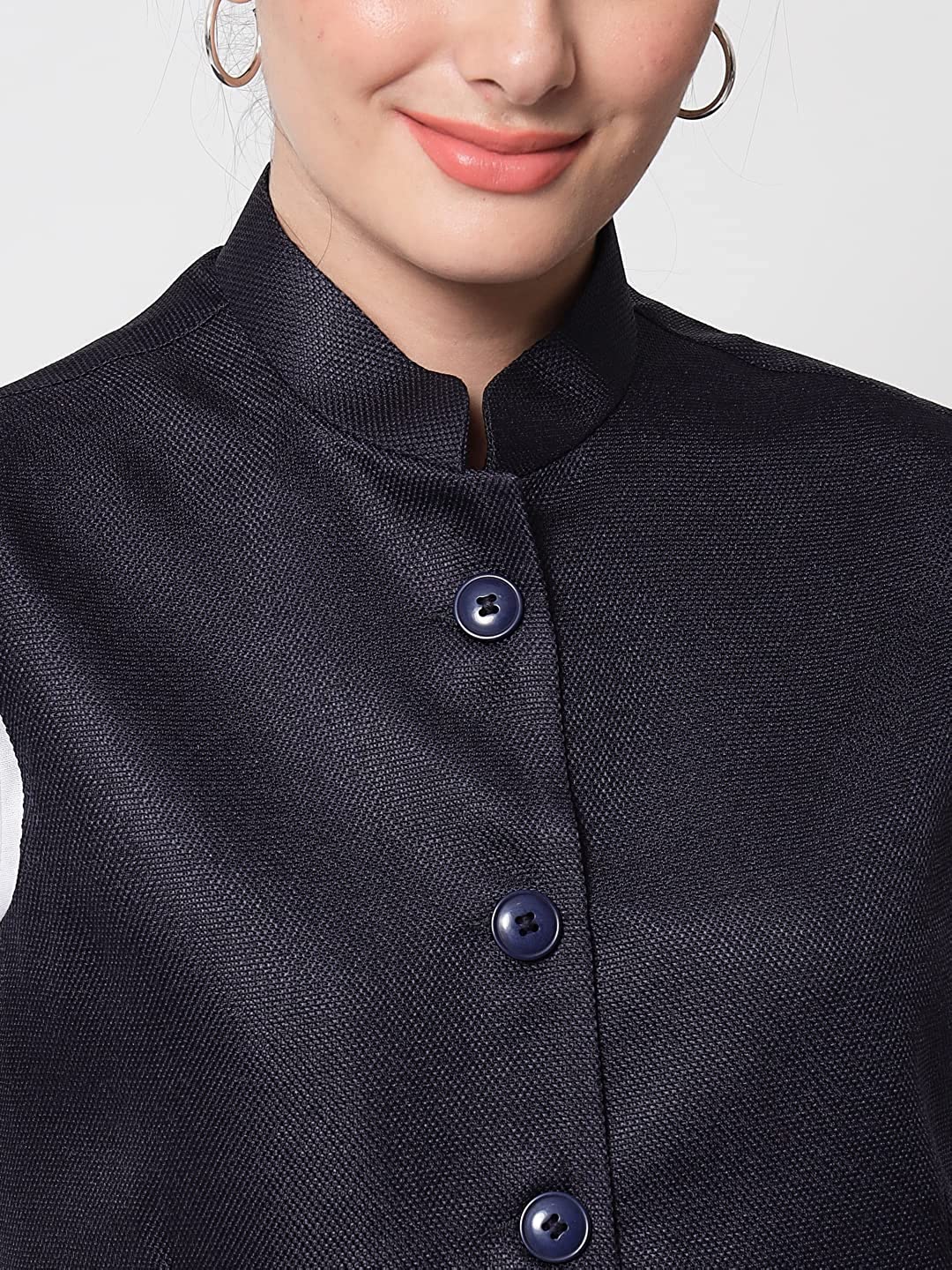 Vastraa Fusion Ladies Modi Jacket / Waistcoat - Plain Solid Colurs - Cotton Mix Nehru Jacket