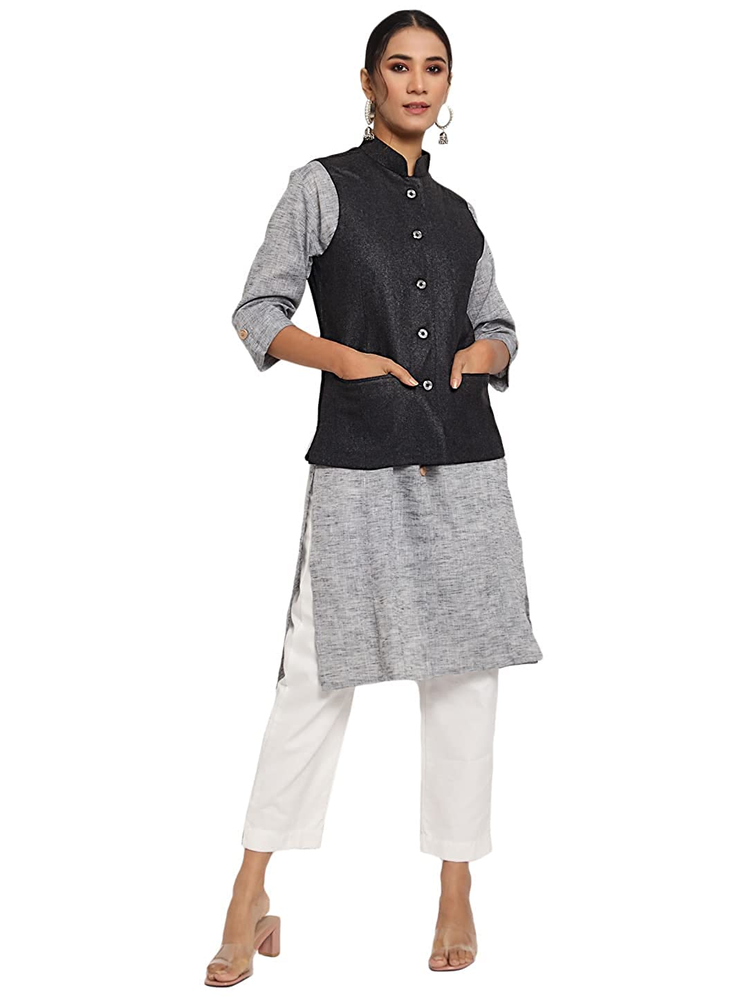 Vastraa Fusion Ladies Modi Jacket / Waistcoat - Plain Solid Colors - Woolen Jacket