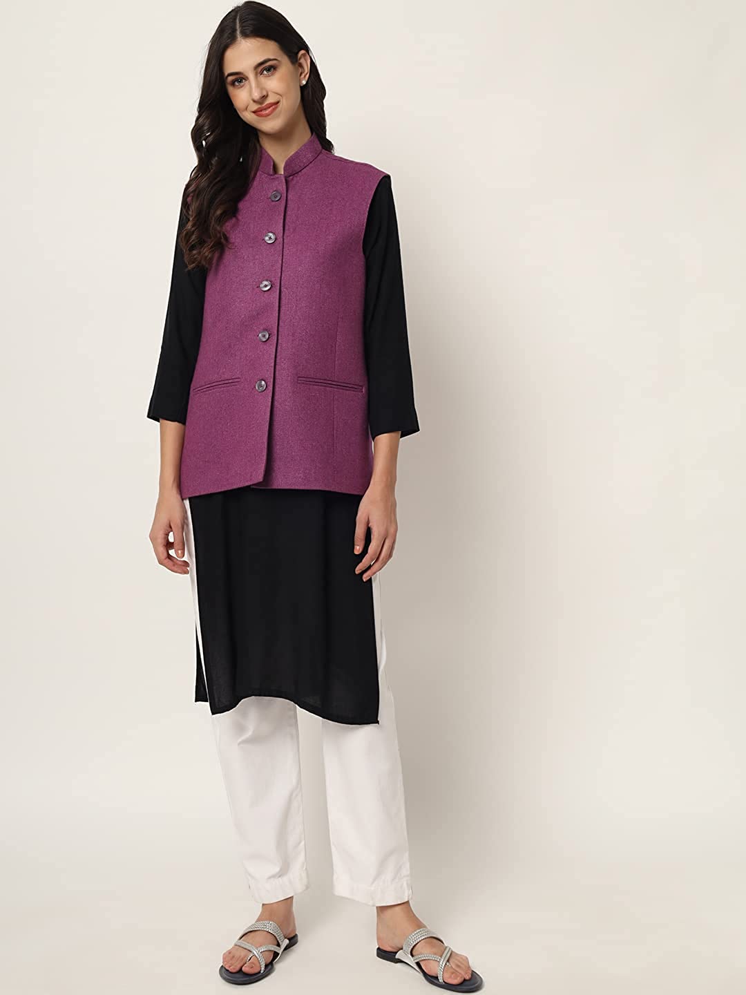 Vastraa Fusion Ladies Modi Jacket / Waistcoat - Plain Solid Colors - Woolen Jacket