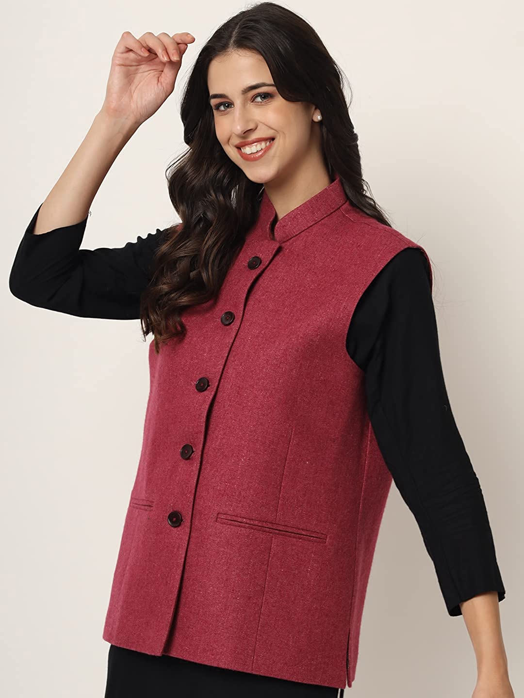 Vastraa Fusion Ladies Modi Jacket / Waistcoat - Plain Solid Colors - Woolen Jacket