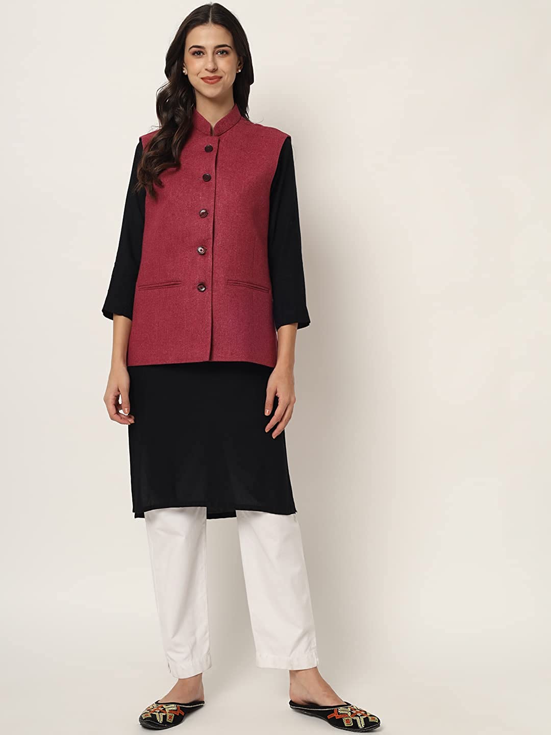 Vastraa Fusion Ladies Modi Jacket / Waistcoat - Plain Solid Colors - Woolen Jacket