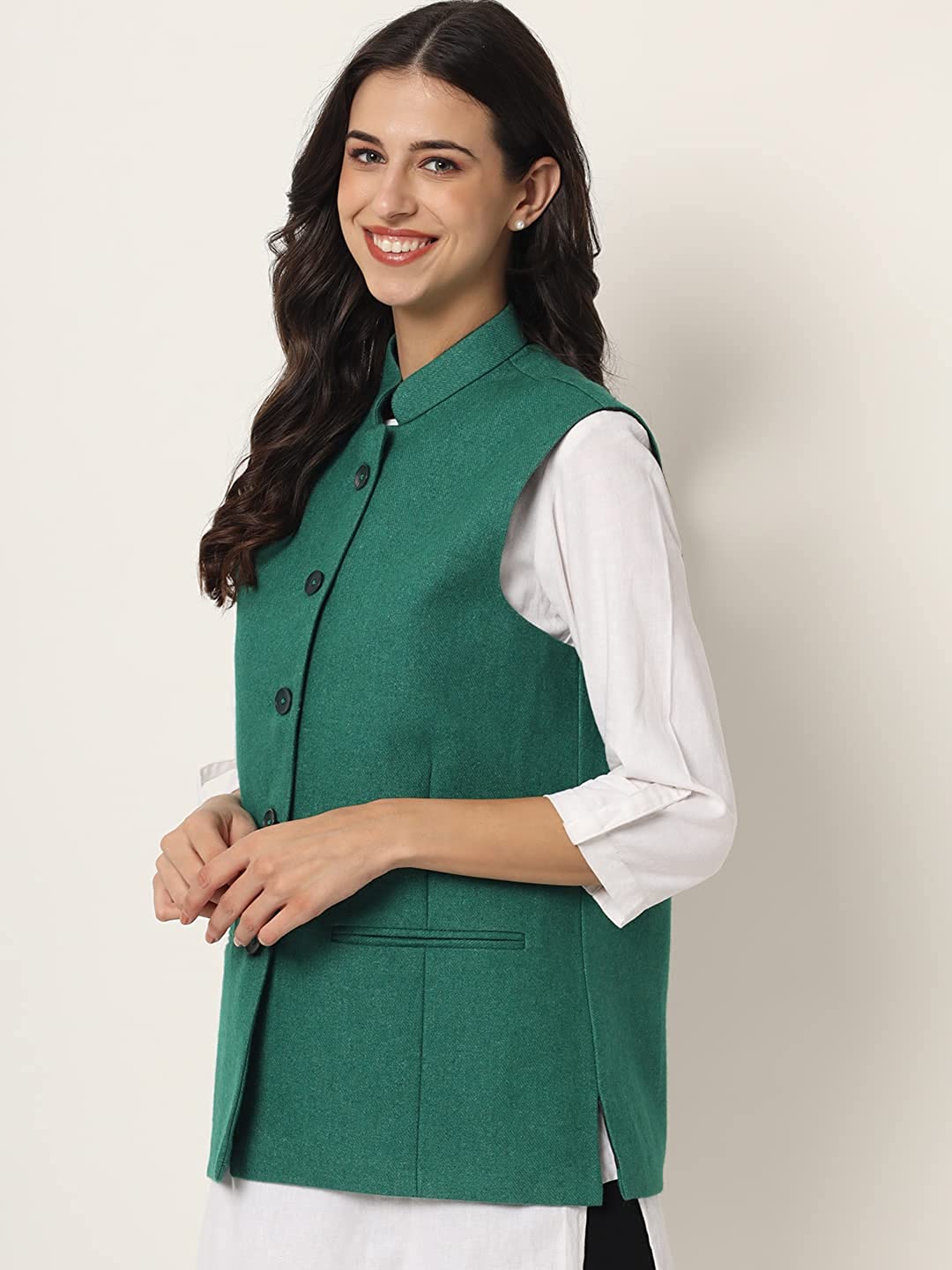 Vastraa Fusion Ladies Modi Jacket / Waistcoat - Plain Solid Colors - Woolen Jacket