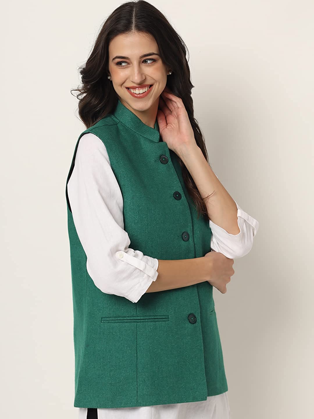 Vastraa Fusion Ladies Modi Jacket / Waistcoat - Plain Solid Colors - Woolen Jacket