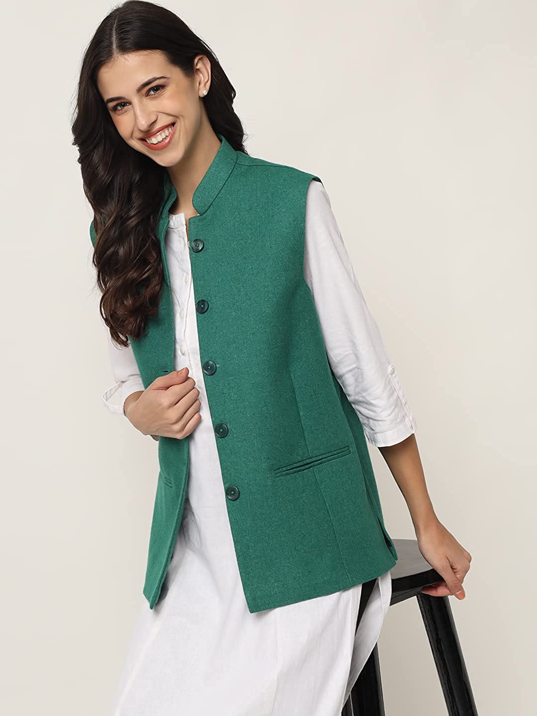 Vastraa Fusion Ladies Modi Jacket / Waistcoat - Plain Solid Colors - Woolen Jacket