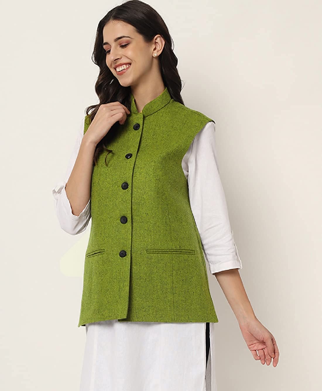 Vastraa Fusion Ladies Modi Jacket / Waistcoat - Plain Solid Colors - Woolen Jacket