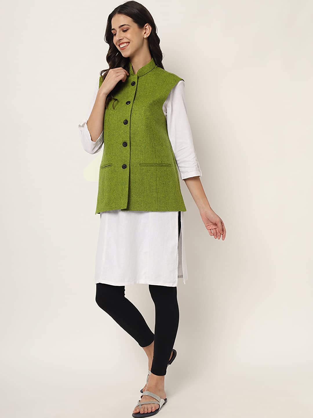 Vastraa Fusion Ladies Modi Jacket / Waistcoat - Plain Solid Colors - Woolen Jacket