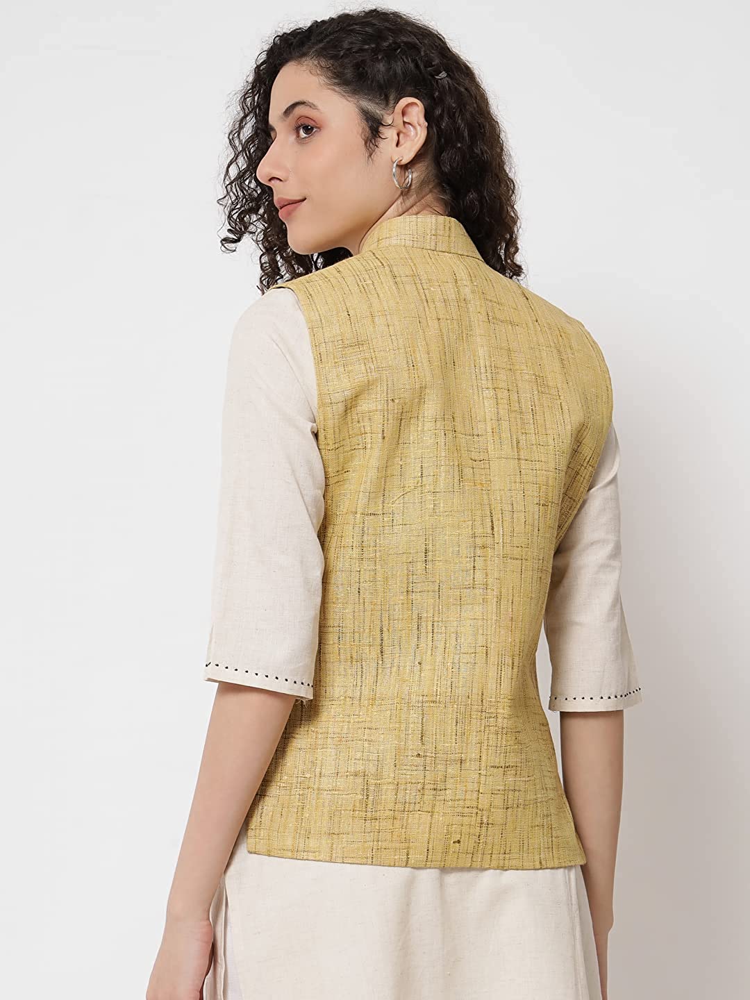 Vastraa Fusion Women's Handloom Khadi Cotton Nehru Jacket