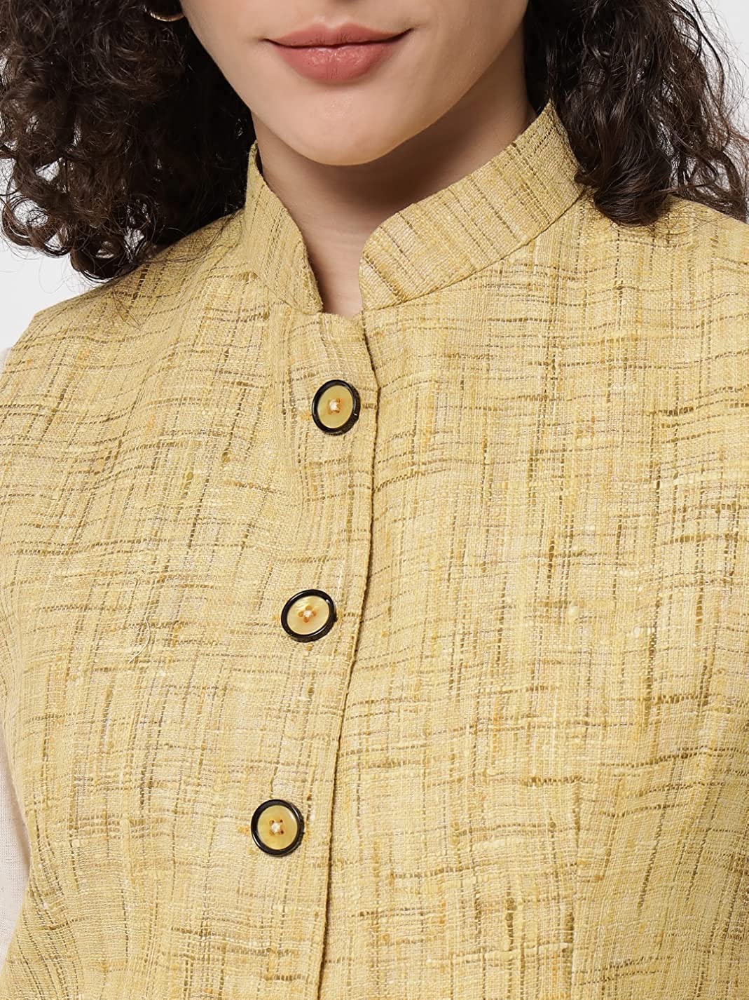 Vastraa Fusion Women's Handloom Khadi Cotton Nehru Jacket