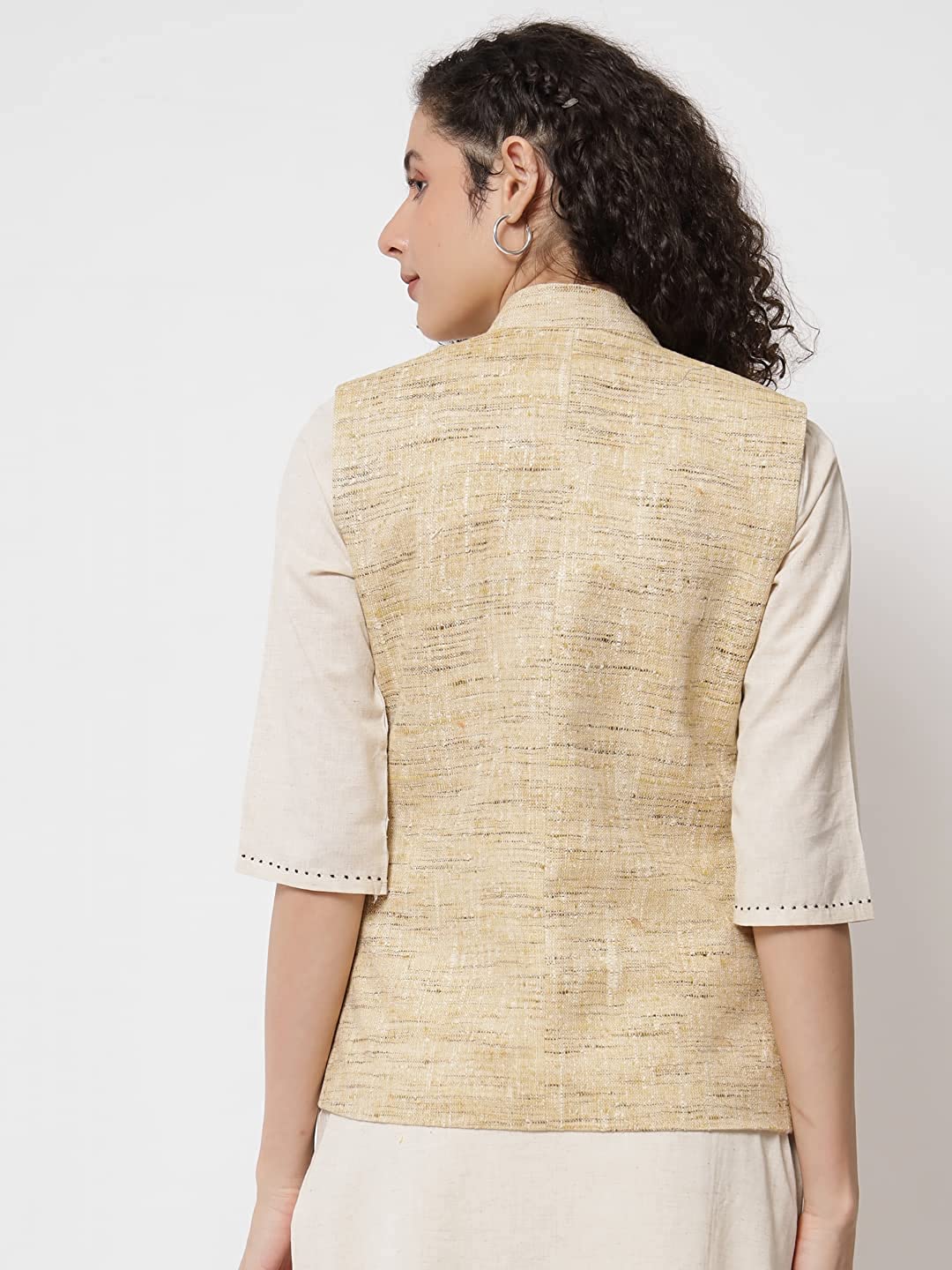 Vastraa Fusion Women's Handloom Khadi Cotton Nehru Jacket