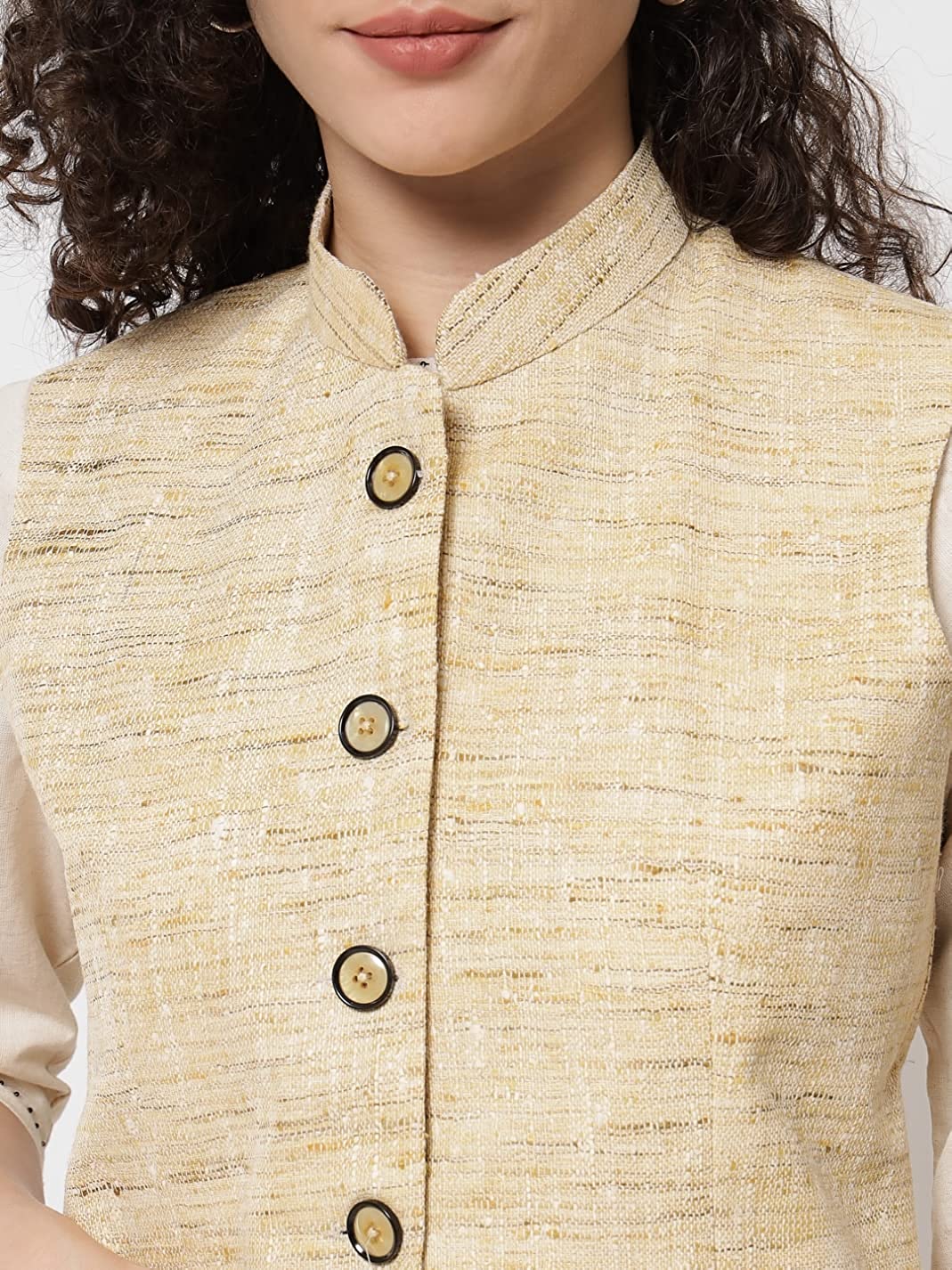 Vastraa Fusion Women's Handloom Khadi Cotton Nehru Jacket