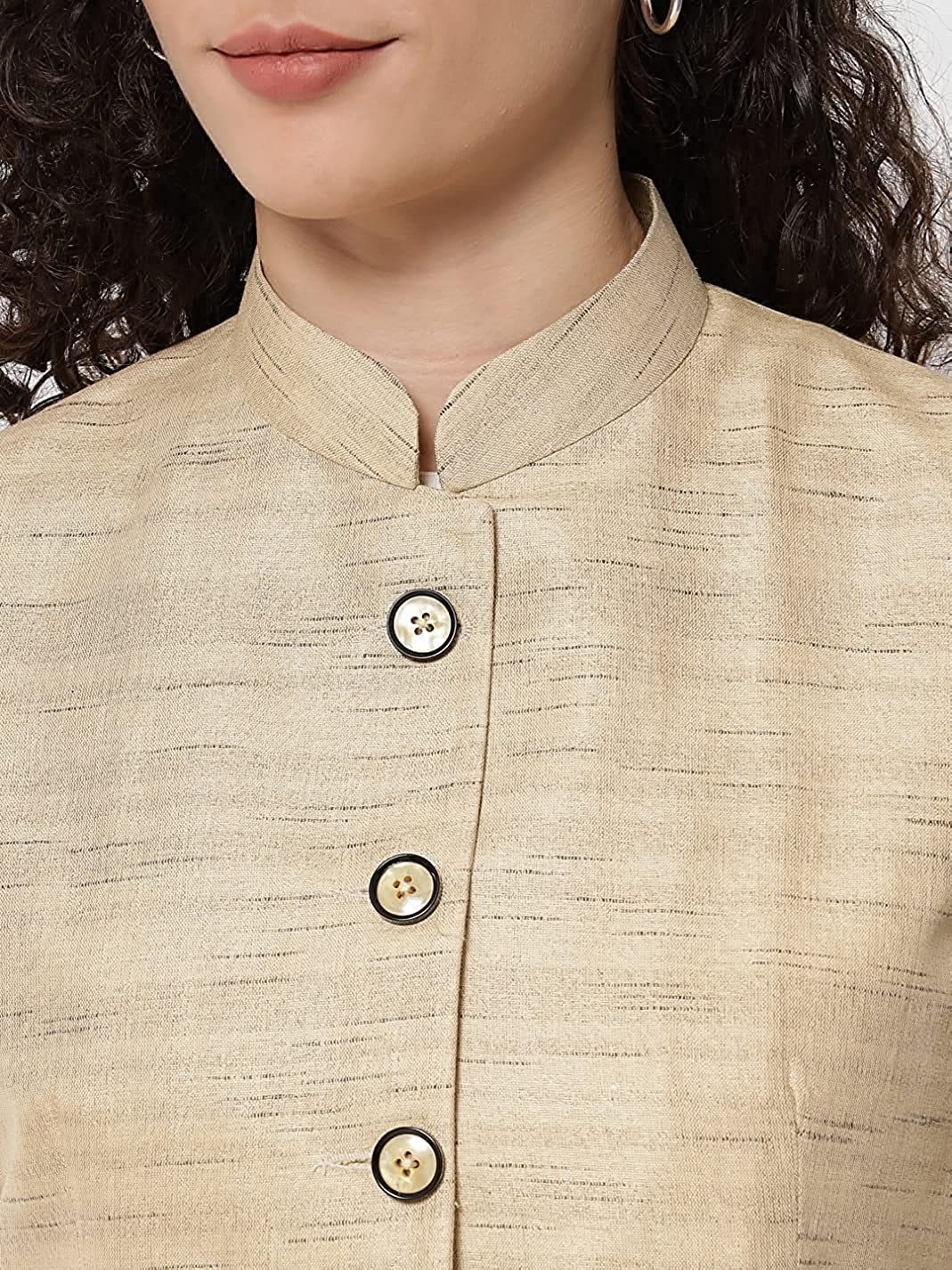 Vastraa Fusion Ladies Modi Jacket / Waistcoat Cotton Silk Look in Textured Print Nehru Jacket