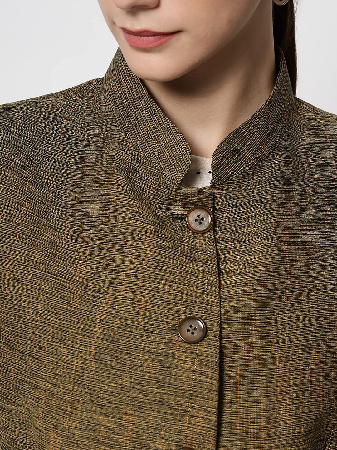 Vastraa Fusion Ladies Modi Jacket / Waistcoat Cotton Silk Look in Textured Print Nehru Jacket