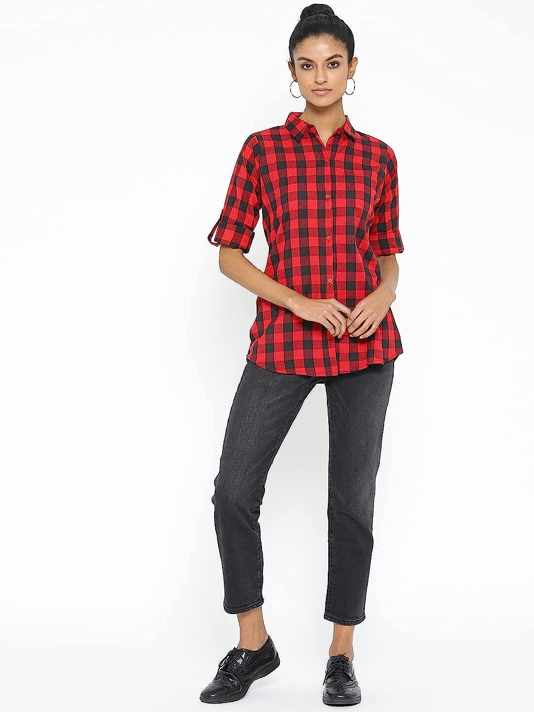 Vastraa Fusion Women's Cotton Checkered Shirt