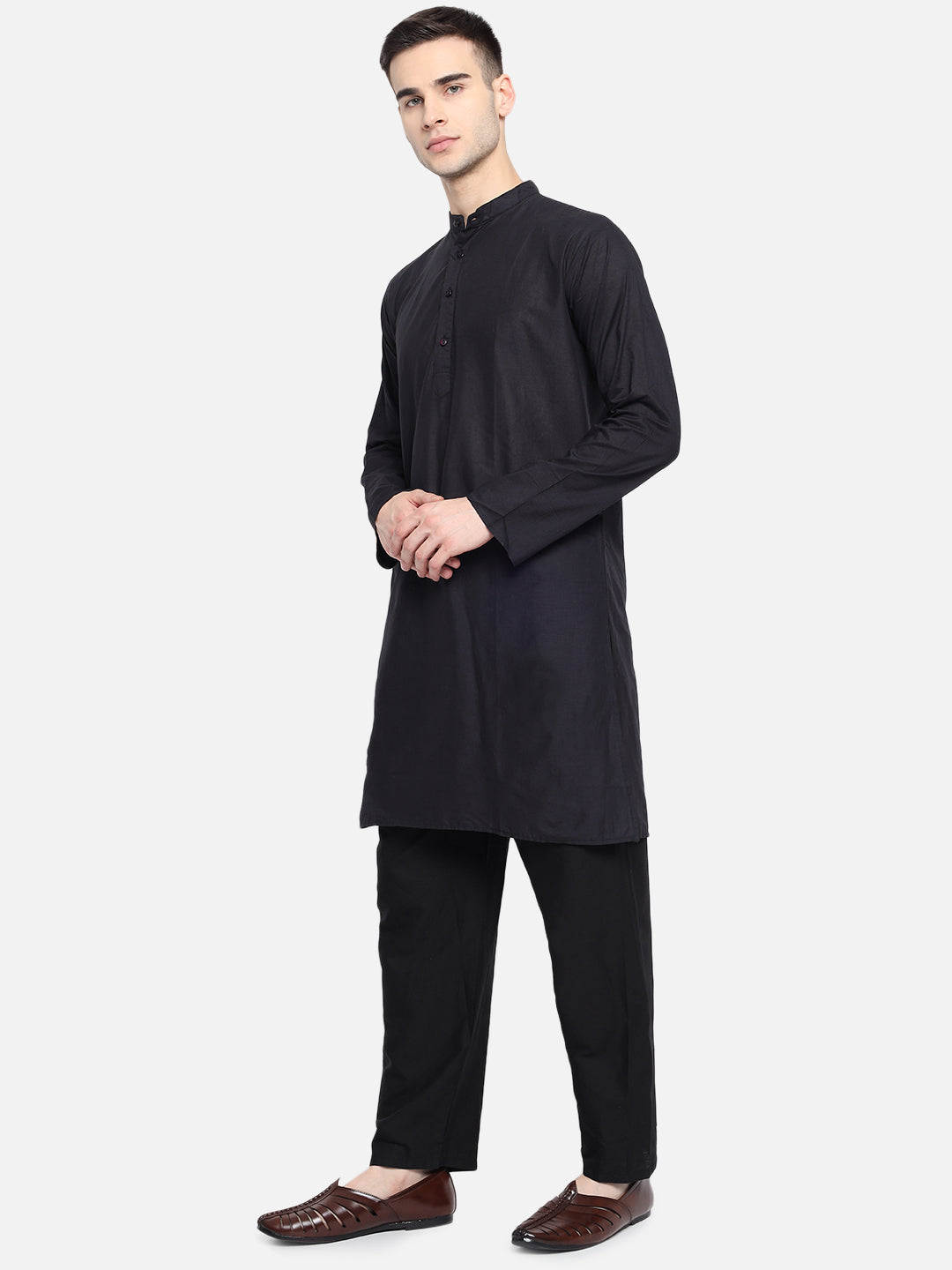 Vastraa Fusion Men's Solid Cotton Solid Kurta