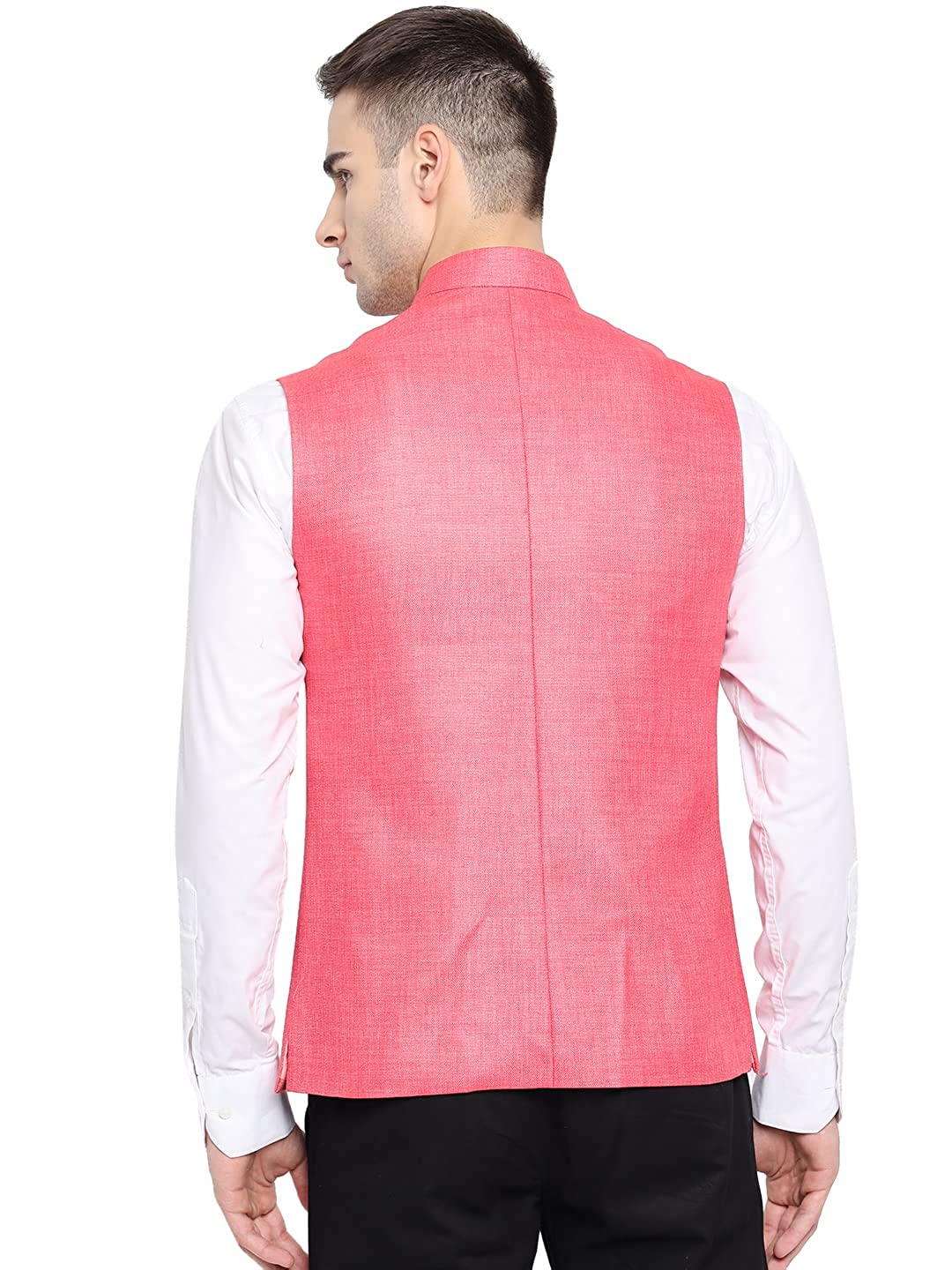 Vastraa Fusion Men's Indian Traditional Cotton Solid Nehru Jacket/Waistcoat