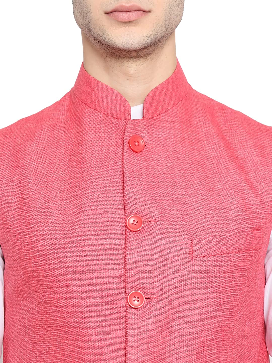 Vastraa Fusion Men's Indian Traditional Cotton Solid Nehru Jacket/Waistcoat