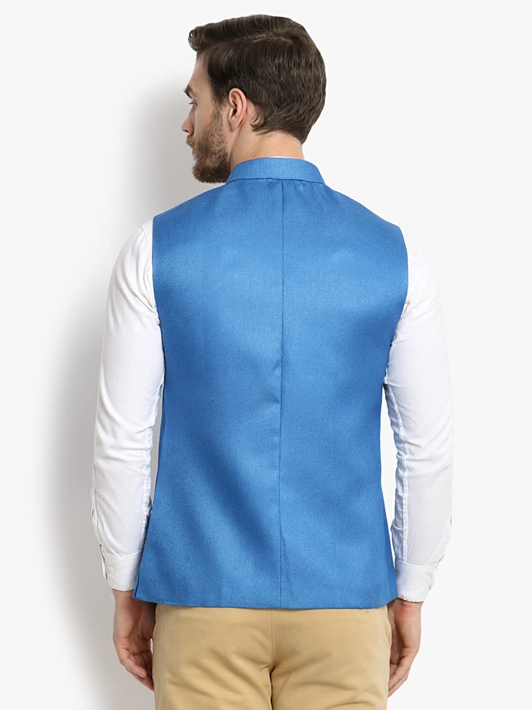 Vastraa Fusion Men's Indian Traditional Cotton Solid Nehru Jacket/Waistcoat