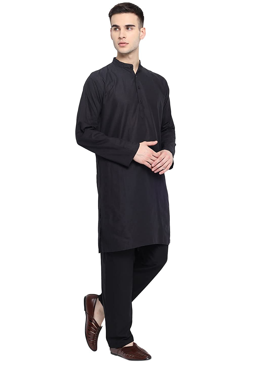 Vastraa Fusion Men's Solid Cotton Solid Kurt Pajama