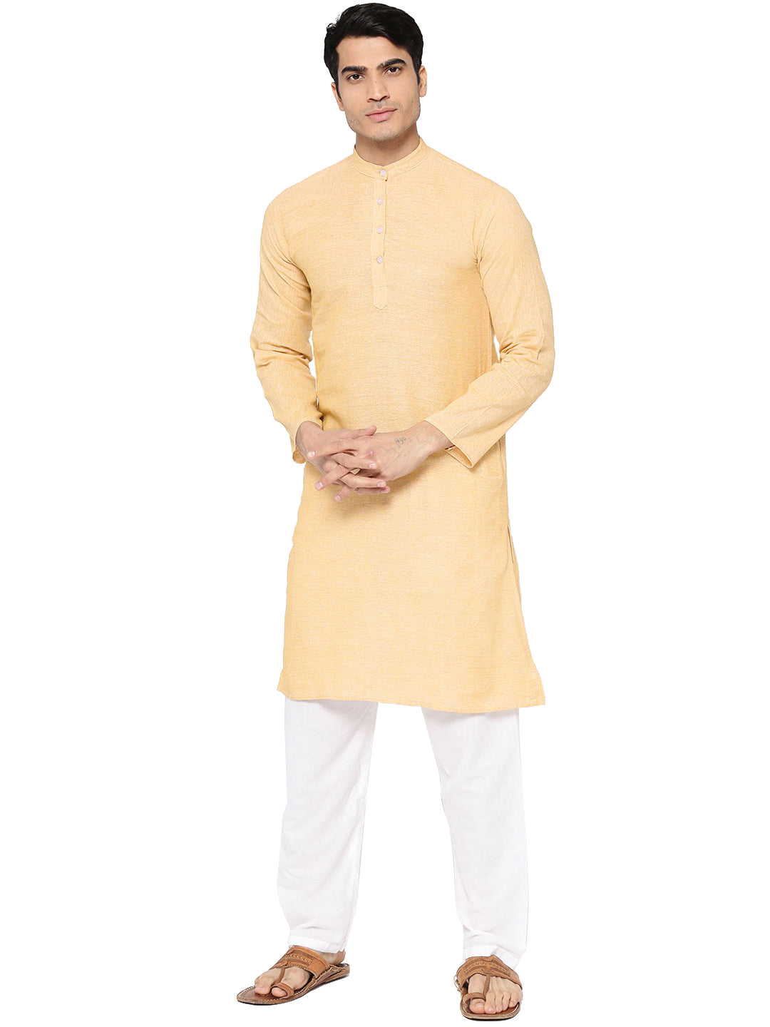 Vastraa Fusion Men's Solid Cotton Solid Kurta