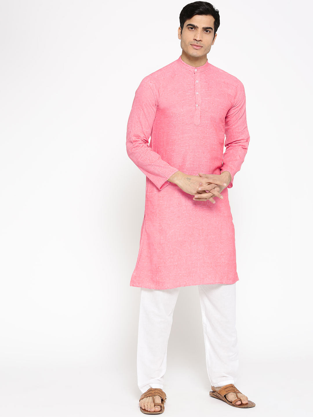 Vastraa Fusion Men's Solid Cotton Solid Kurt