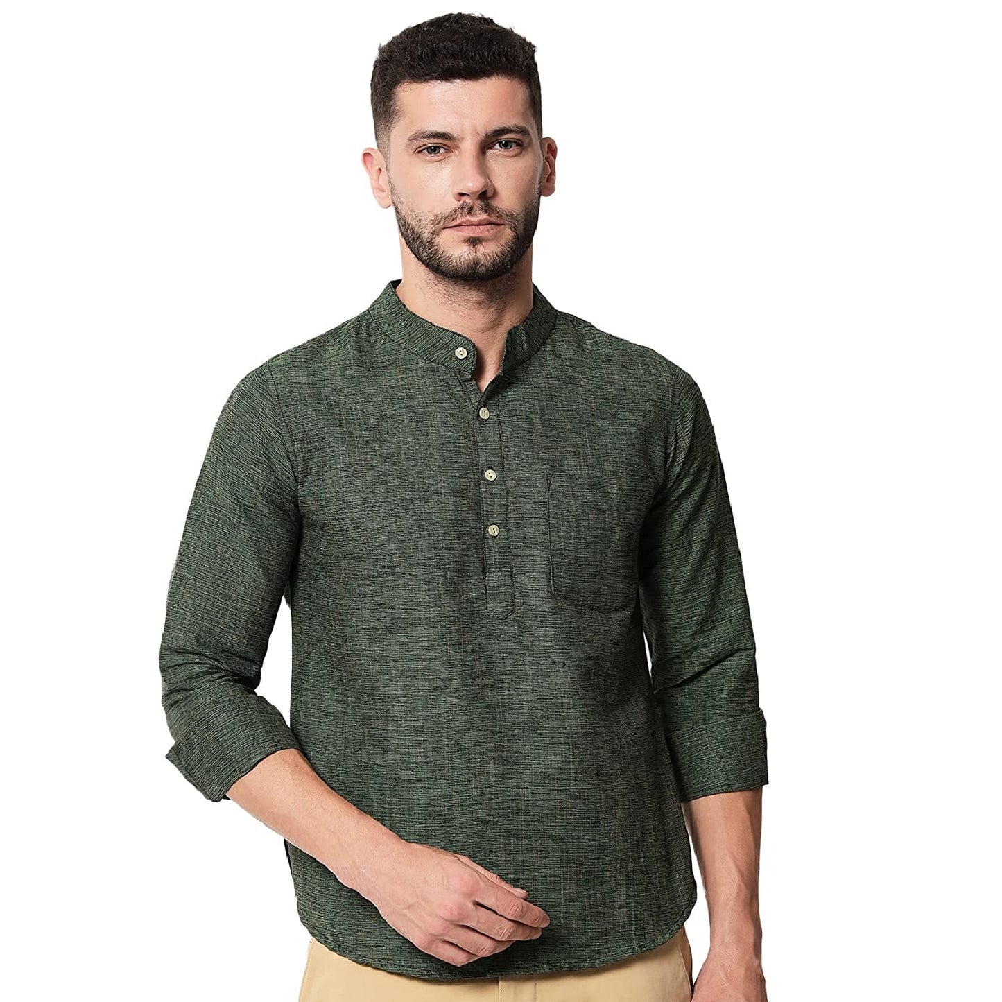 Vastraa Fusion Short Kurta For Men South Cotton Khadi Look in Short Kurta