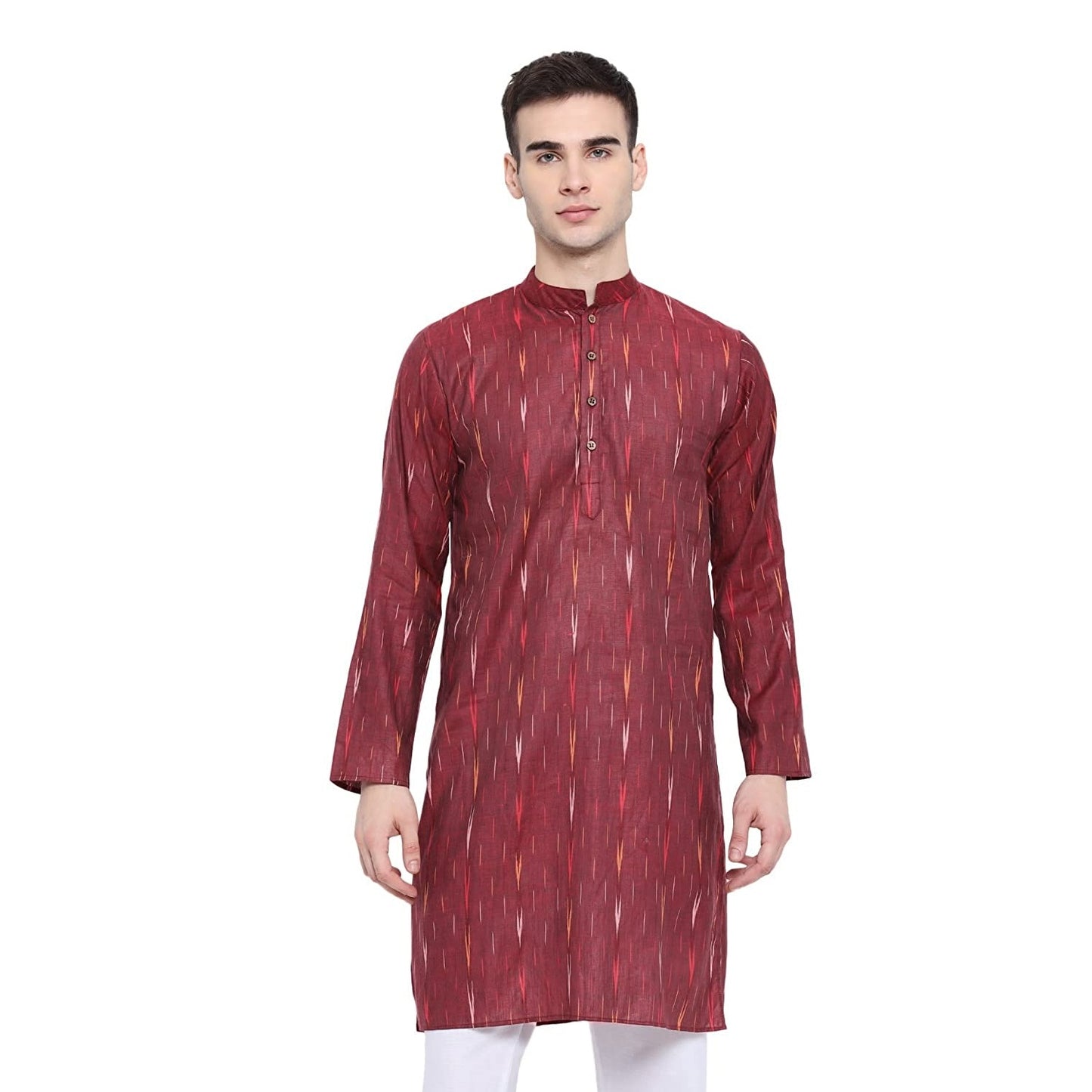 Kurta For Men South Cotton Khadi Look in Mix Ikkat Patterns Kurta