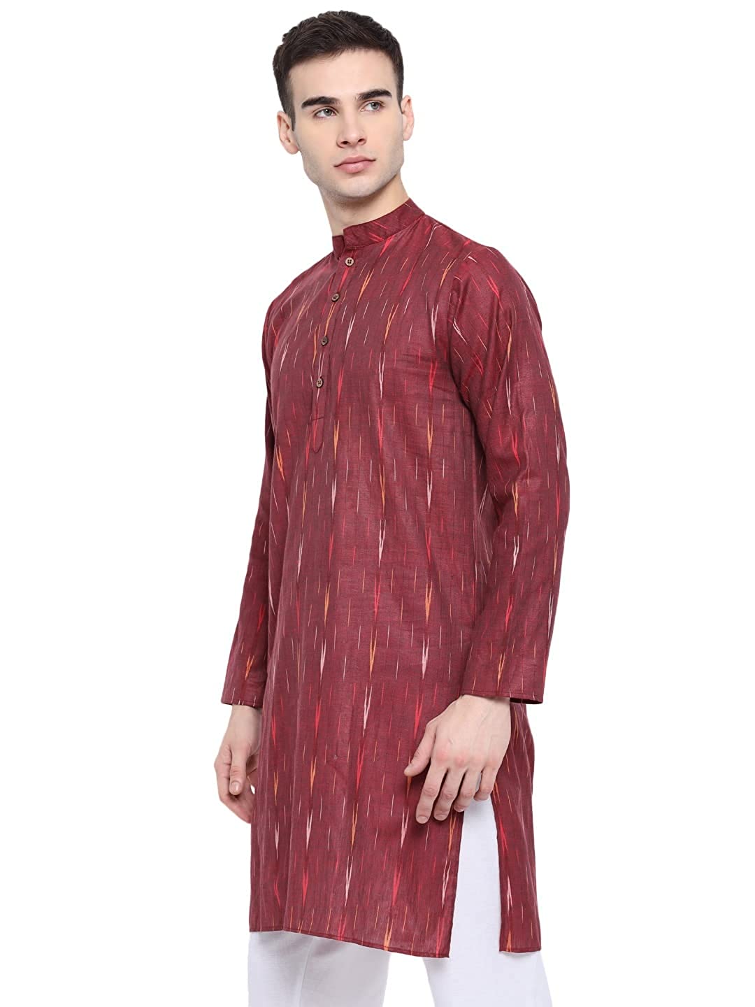 Kurta For Men South Cotton Khadi Look in Mix Ikkat Patterns Kurta