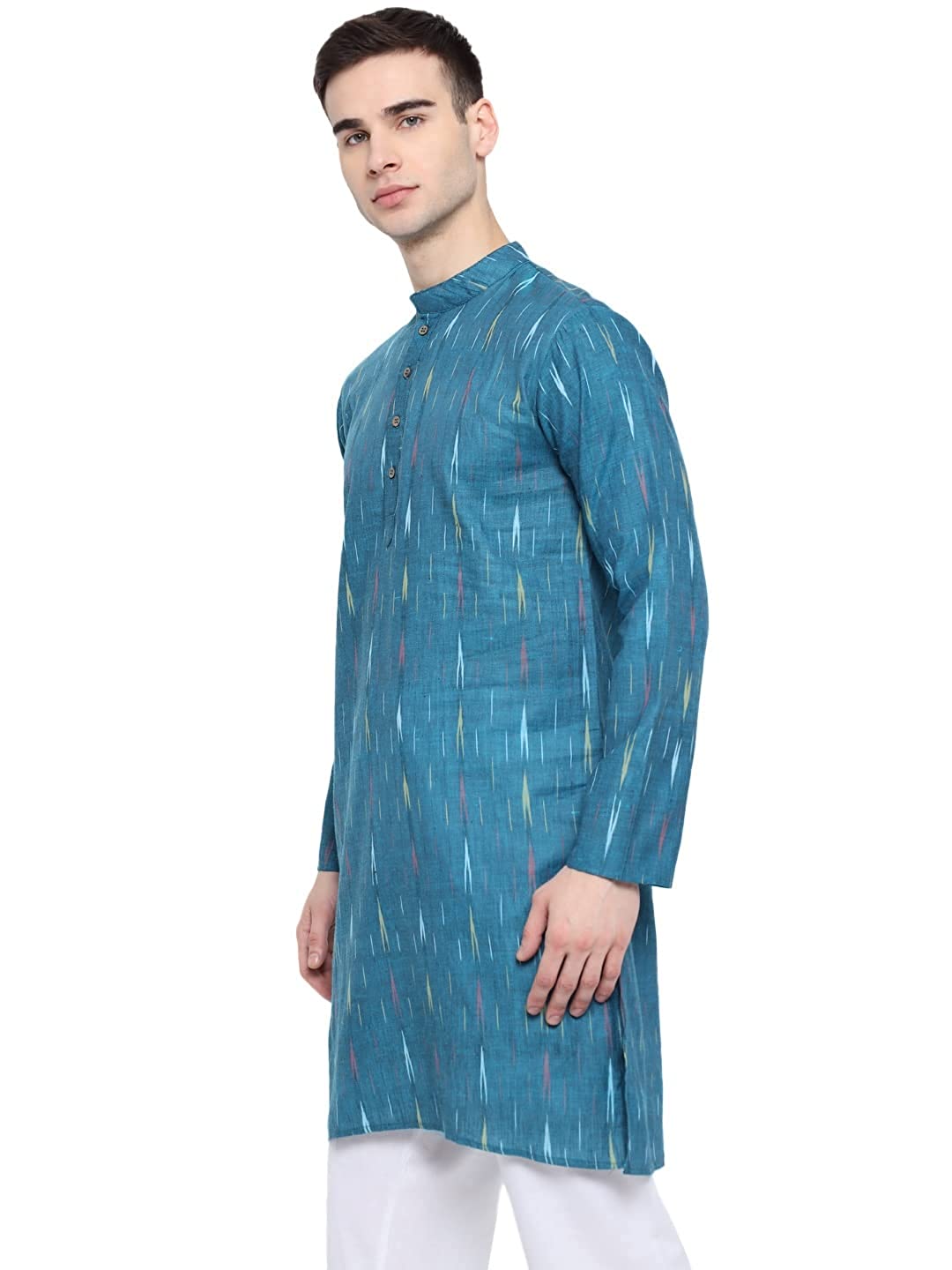 Kurta For Men South Cotton Khadi Look in Mix Ikkat Patterns Kurta