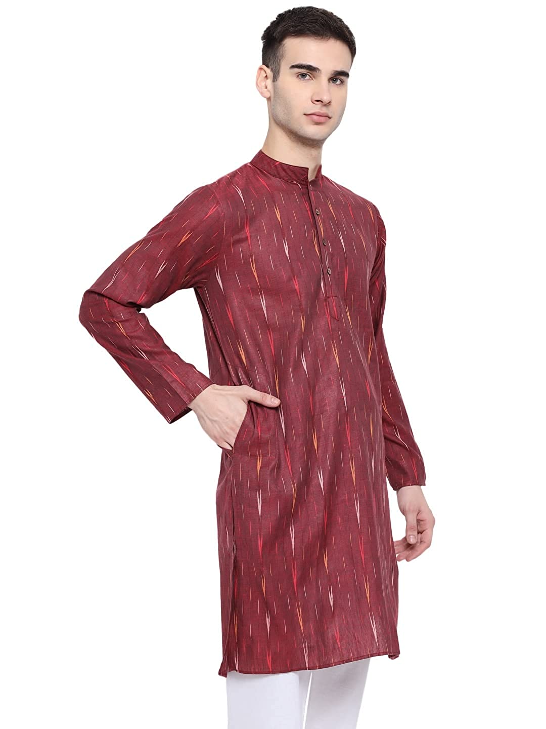 Kurta For Men South Cotton Khadi Look in Mix Ikkat Patterns Kurta