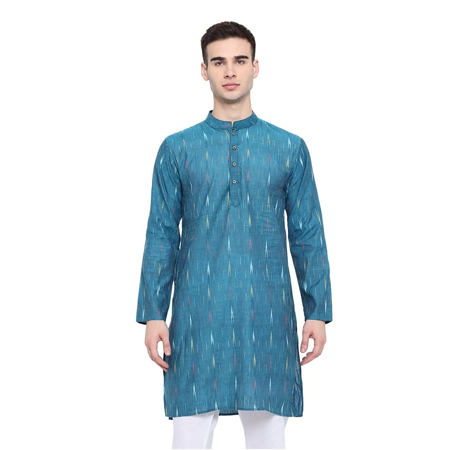 Kurta For Men South Cotton Khadi Look in Mix Ikkat Patterns Kurta