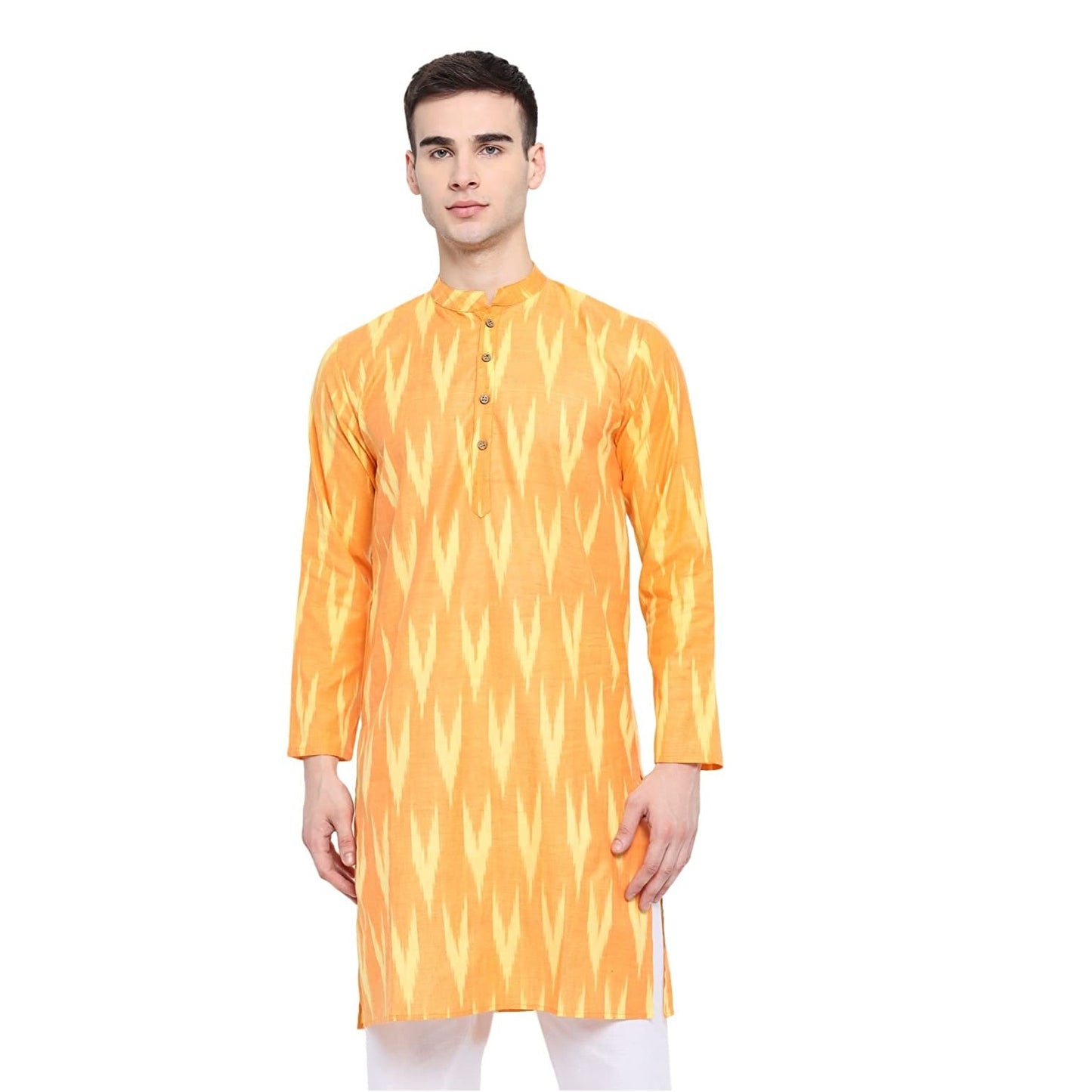 Kurta For Men South Cotton Khadi Look in Mix Ikkat Patterns Kurta